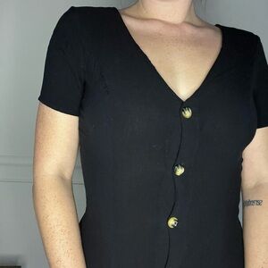 Button-Up Black Mini Dress